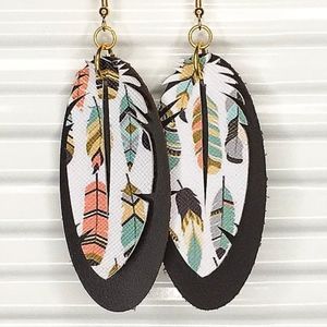 Leather Feather Earrings